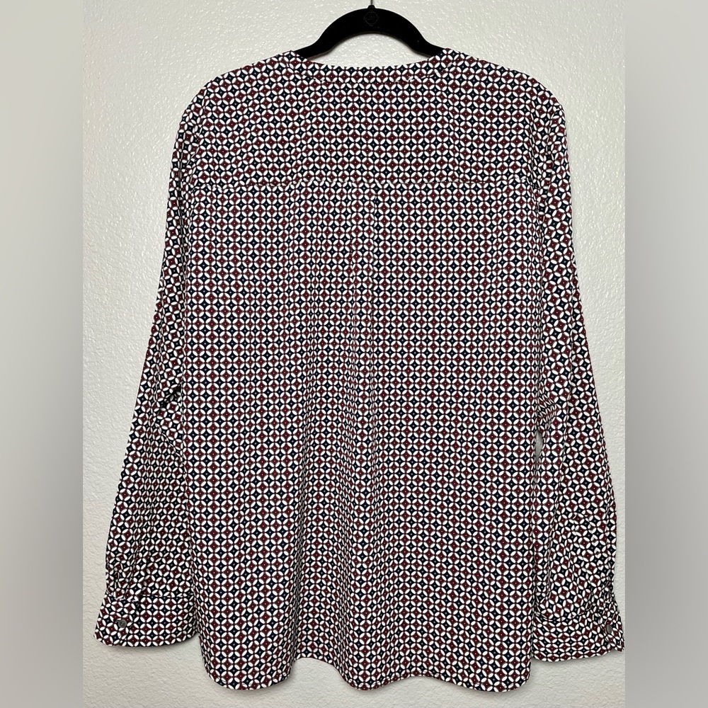 Talbots Patterned Blouse With Button Front And Bo… - image 3